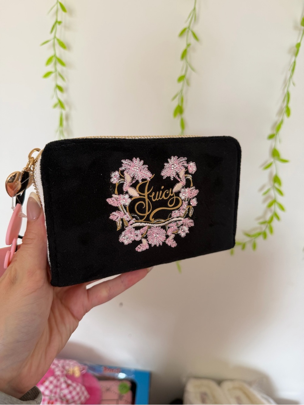 Juicy Couture Black Velvet Zip wallet